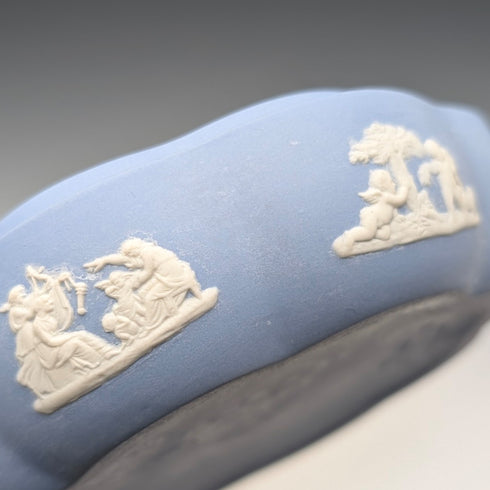 英國復古 Wedgwood Jasperware 圓形小物盒,淡藍色,無蓋